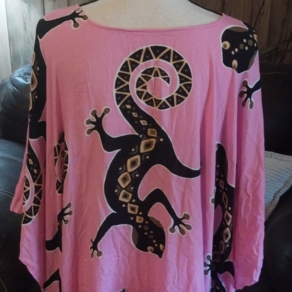 Pink Gecko Kaftan Midi Dress Cover up Top - Picture 6 of 8